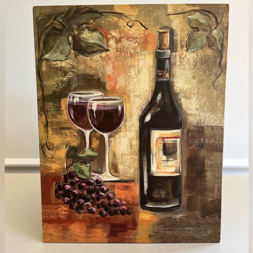 Wine & Grapes Wall Art - Rustic Vineyard Kitchen Decor